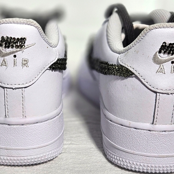🌟New Nike Air Force1 Sneaker Shoes Custom w/ Black Rhinestone Crystals 🌟 - Picture 5 of 8